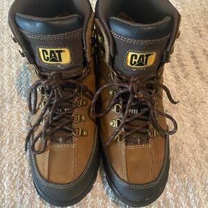 CAT Brown Leather Work Boots . Steel Toe